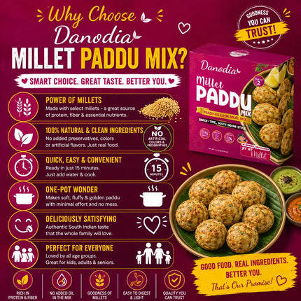 Millet Paddu Mix, Ready to Cook, 250g x 2, Quick Indian Meal