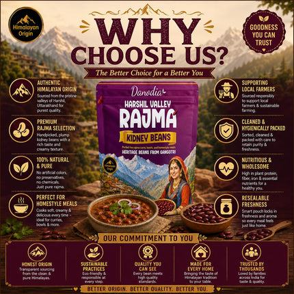 Harshil Valley Rajma Beans, Whole Dried, 2 lb Pack, US Pantry