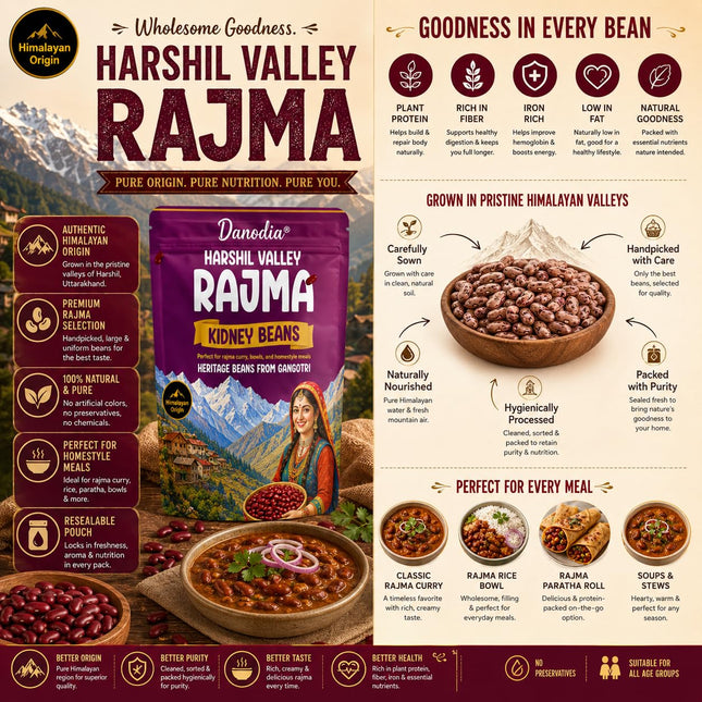Harshil Valley Rajma Beans, Whole Dried, 2 lb Pack, US Pantry