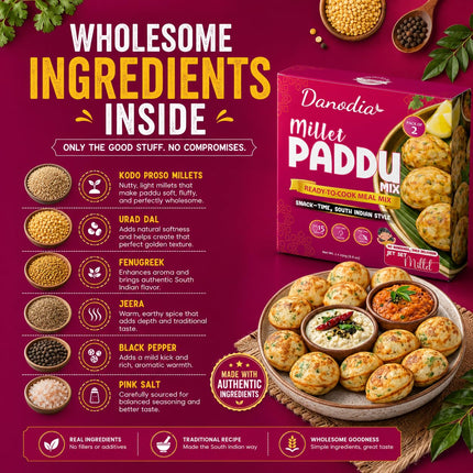 Millet Paddu Mix, Ready to Cook, 250g x 2, Quick Indian Meal
