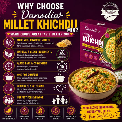 Millet Khichdi Mix, Ready to Cook, 250g Pack x 2, Pantry Pack