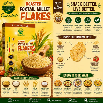 Danodia Foods Organic Foxtail Millet Flakes, Breakfast Cereal, 1 lb