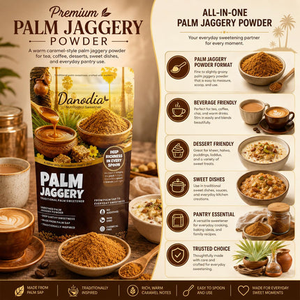 Organic Palm Jaggery Powder, 1 lb | Traditional Sweetener
