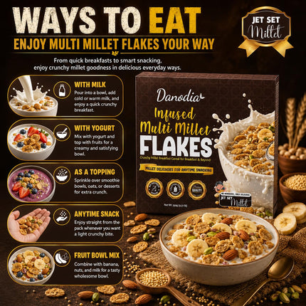 Organic Infused Multi Millet Breakfast Flakes Cereal, 350g