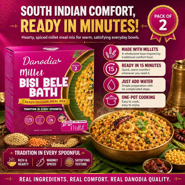 Millet Bisi Bele Bath Mix, Ready to Cook, 250g x 2, US Pantry
