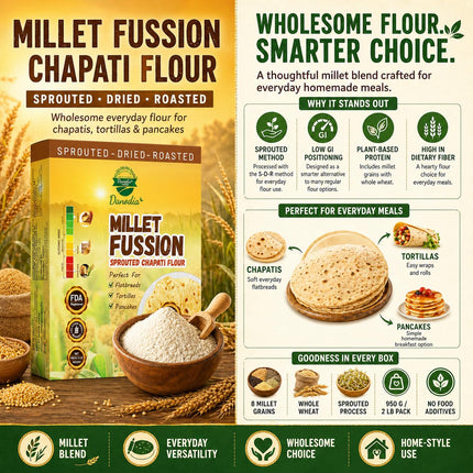 Organic Millet Fusion Sprouted Chapati & Bread Flour, 2 lb Pack