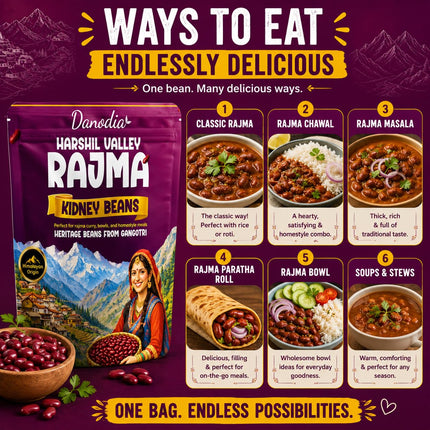 Harshil Valley Rajma Beans, Whole Dried, 2 lb Pack, US Pantry