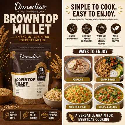 Organic Browntop Millet Grain, Whole Grain, Gluten-Free, 2 lb