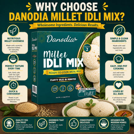 Millet Idli Mix, Ready to Cook, 250g x 2, Instant Indian Meal