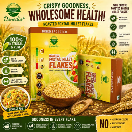 Danodia Foods Organic Foxtail Millet Flakes, Breakfast Cereal, 1 lb