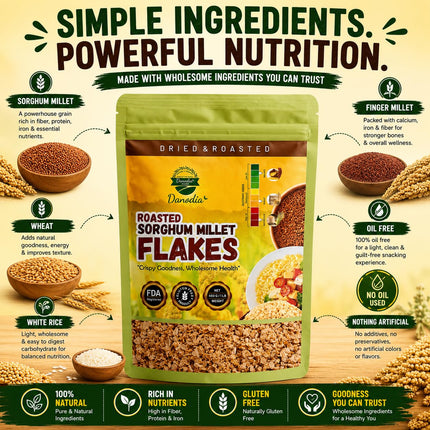Organic Sorghum Millet Jowar Flakes, Cereal, 1 lb Pack