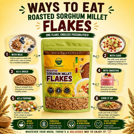 Organic Sorghum Millet Jowar Flakes, Cereal, 1 lb Pack
