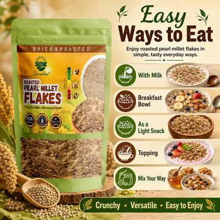 Organic Pearl Millet Bajra Flakes, Breakfast Cereal, 1 lb