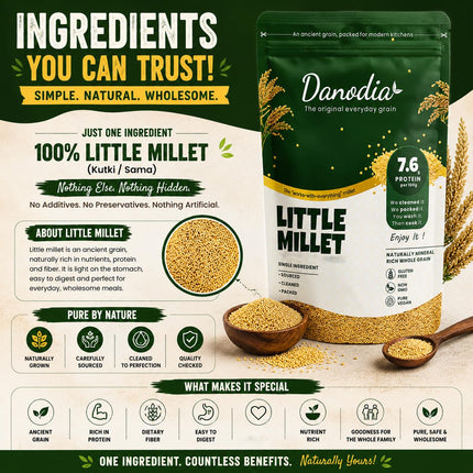 Organic Little Millet Whole Grain, 950g / 2 lbs