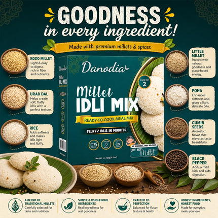 Millet Idli Mix, Ready to Cook, 250g x 2, Instant Indian Meal