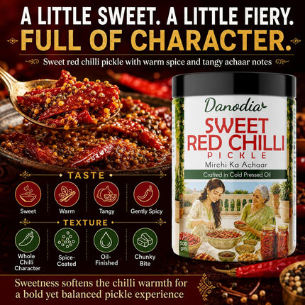 Sweet Red Chilli Pickle 300g (10.58 oz), Traditional Indian Pickle Condiment