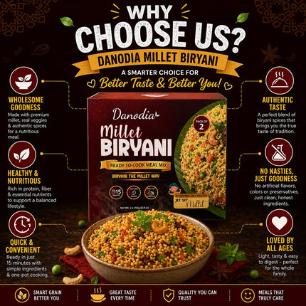 Kodo Millet Biryani Mix, Ready to Cook, 250g x 2, Pantry Pack