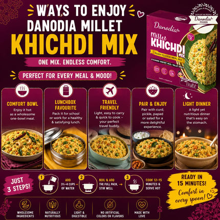 Millet Khichdi Mix, Ready to Cook, 250g Pack x 2, Pantry Pack