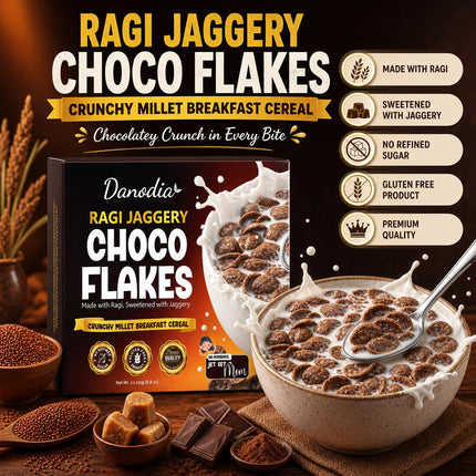 Organic Ragi Jaggery Choco Flakes, Breakfast Cereal, 250g