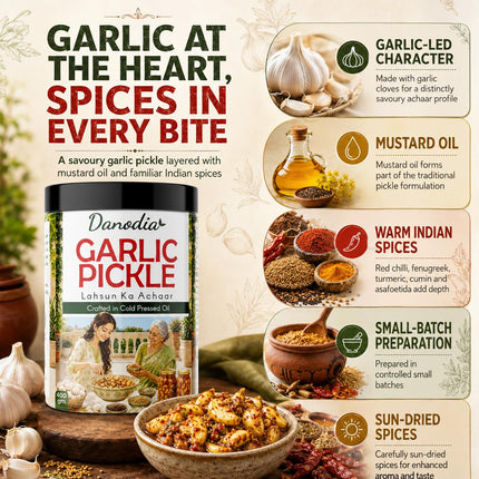 Garlic Pickle 300g (10.58 oz), Traditional Indian Pickle Condiment