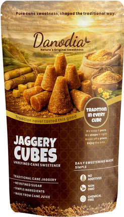 Organic Jaggery Cubes, Cane Gur Sweetener, 1 lb Pack