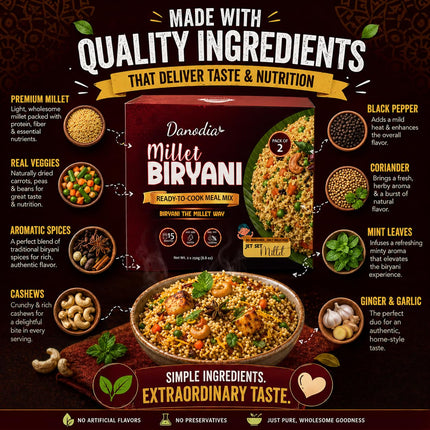 Kodo Millet Biryani Mix, Ready to Cook, 250g x 2, Pantry Pack