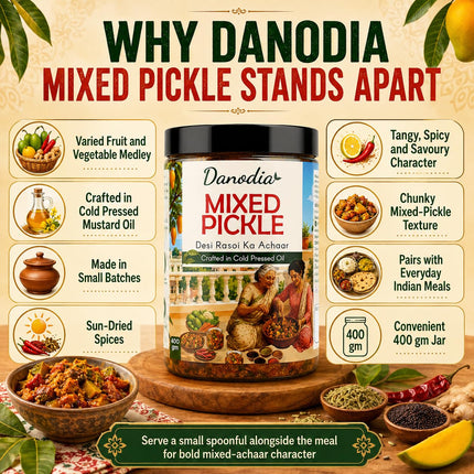 Mixed Pickle 350g (12.35 oz), Traditional Indian Pickle Condiment