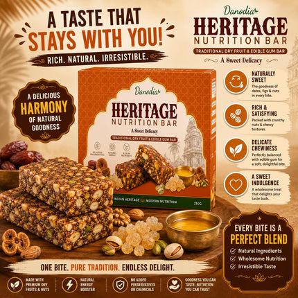 Heritage Nutritional Bar, Indian Sweet Snack, 250g, US Pantry