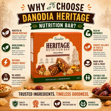 Heritage Nutritional Bar, Indian Sweet Snack, 250g, US Pantry