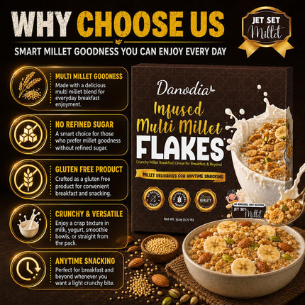 Organic Infused Multi Millet Breakfast Flakes Cereal, 350g