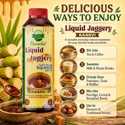 Organic Liquid Jaggery Syrup, Gur Sweetener, 700g, Gur Cane