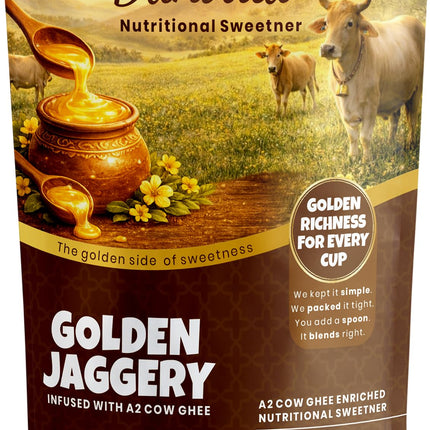Organic Golden Jaggery with A2 Cow Ghee, Cane Gur, 1 lb US