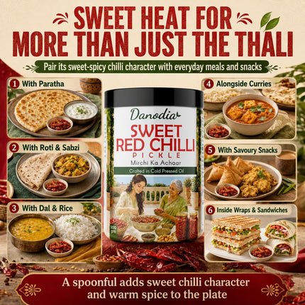 Sweet Red Chilli Pickle 300g (10.58 oz), Traditional Indian Pickle Condiment