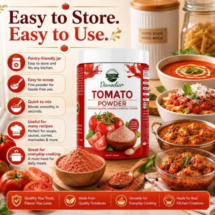 Tomato Powder, Soups & Sauces, 200g Pack, for Drinks & Baking