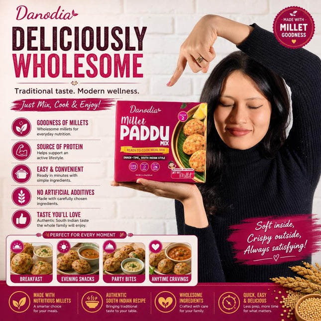 Millet Paddu Mix, Ready to Cook, 250g x 2, Quick Indian Meal