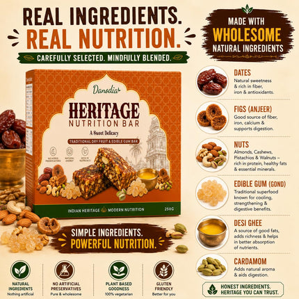 Heritage Nutritional Bar, Indian Sweet Snack, 250g, US Pantry