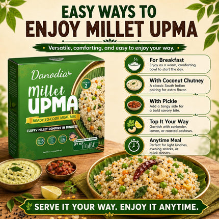 Instant Millet Upma Mix, Ready to Cook, 250g x 2, Pantry Pack