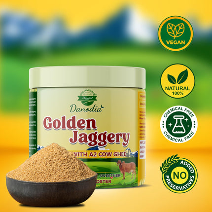 Organic Golden Jaggery with A2 Cow Ghee, Cane Gur, 400g US