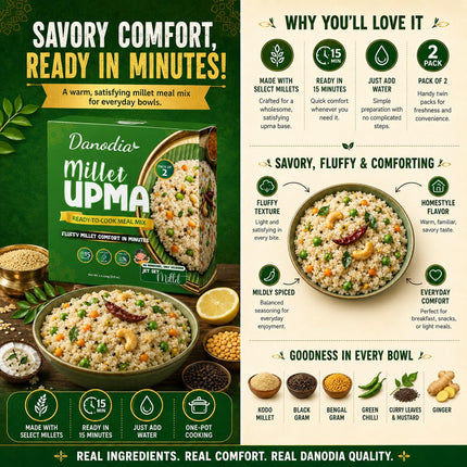 Instant Millet Upma Mix, Ready to Cook, 250g x 2, Pantry Pack