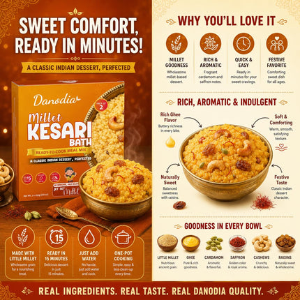 Millet Kesari Mix, Ready to Cook, 250g x 2, Quick Indian Meal