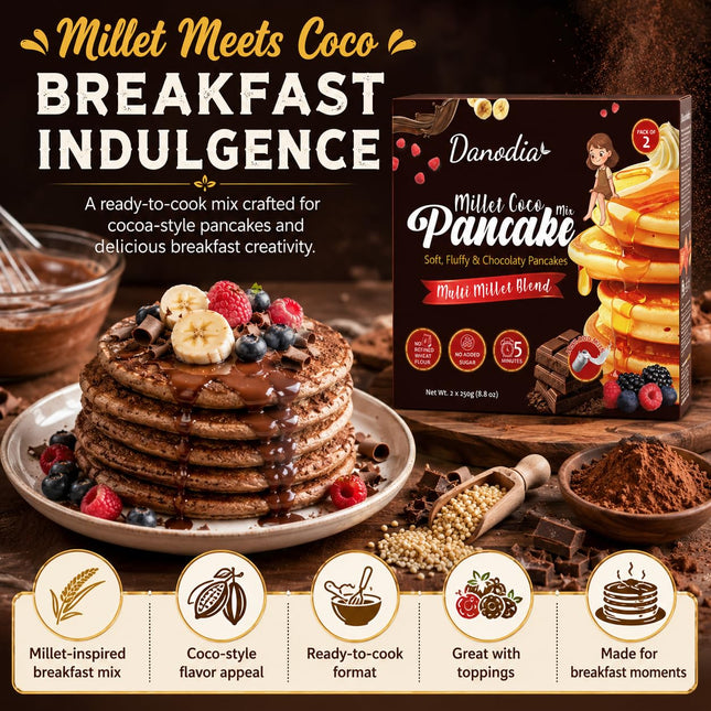 Millet Coco Pancake Mix, Ready to Cook, 250g x 2, Pantry Pack