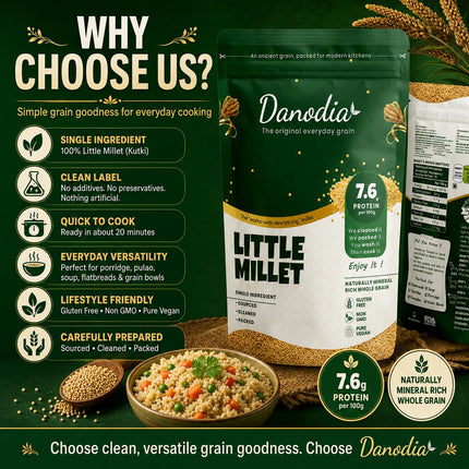 Organic Little Millet Whole Grain, 950g / 2 lbs