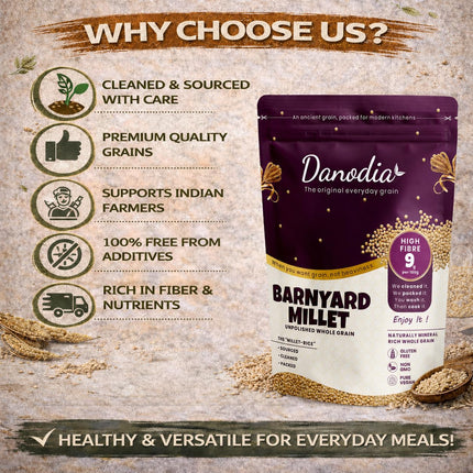 Organic Barnyard Millet Whole Grain, 950g / 2 lbs | Gluten Free, Non GMO Superfood