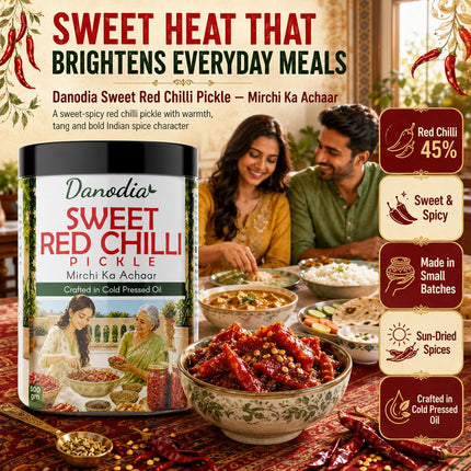 Sweet Red Chilli Pickle 300g (10.58 oz), Traditional Indian Pickle Condiment