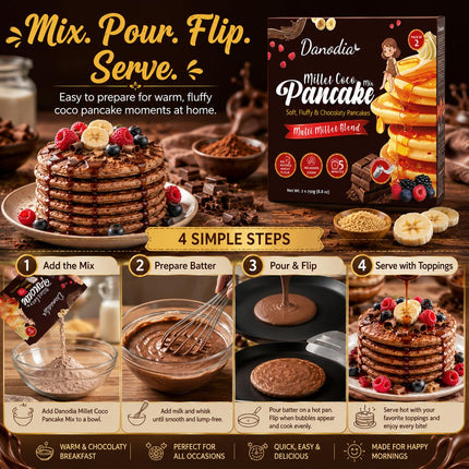 Millet Coco Pancake Mix, Ready to Cook, 250g x 2, Pantry Pack