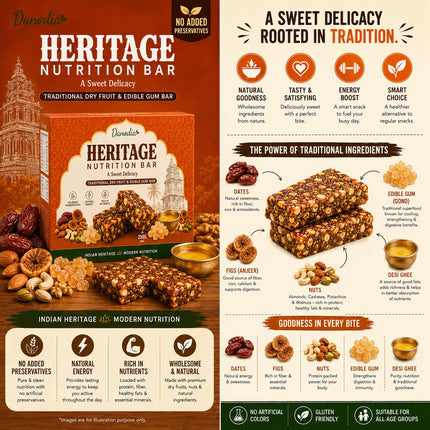 Heritage Nutritional Bar, Indian Sweet Snack, 250g, US Pantry