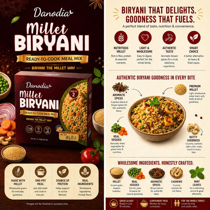Kodo Millet Biryani Mix, Ready to Cook, 250g x 2, Pantry Pack