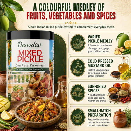 Mixed Pickle 350g (12.35 oz), Traditional Indian Pickle Condiment