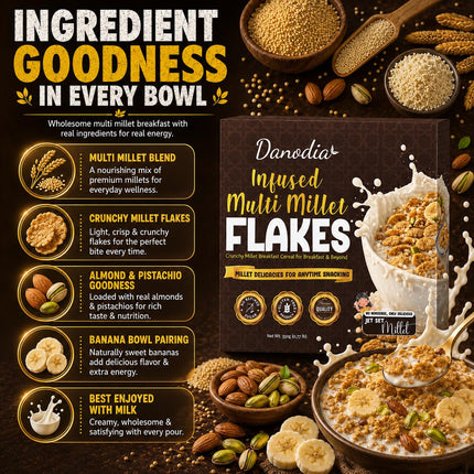 Organic Infused Multi Millet Breakfast Flakes Cereal, 350g