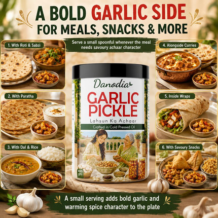 Garlic Pickle 300g (10.58 oz), Traditional Indian Pickle Condiment
